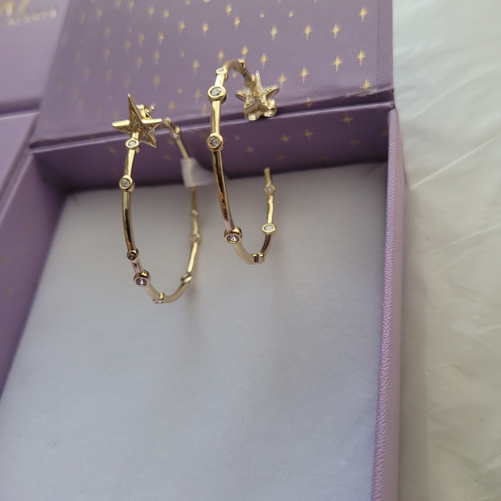 Melinda Maria Gold Star Hoop Earrings - Picture 2 of 7